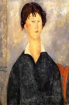 Amedeo Modigliani Painting - Retrato de una mujer con cuello blanco 1919 Amedeo Modigliani